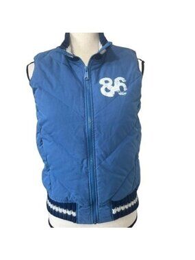 Pink Victorias Secret Quilted Down Vest Womens XS/S Blue Zipper Cold Weather